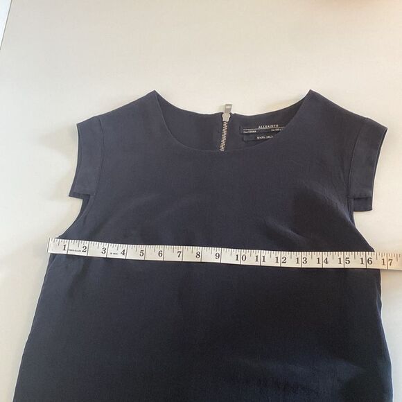 AllSaints Black Silk Flowy Mini Dress Size 2 - Picture 12 of 13